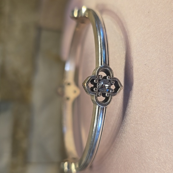 Brighton Jewelry - Brighron Toledo Silver Bangle Bracelet with Floral Accent